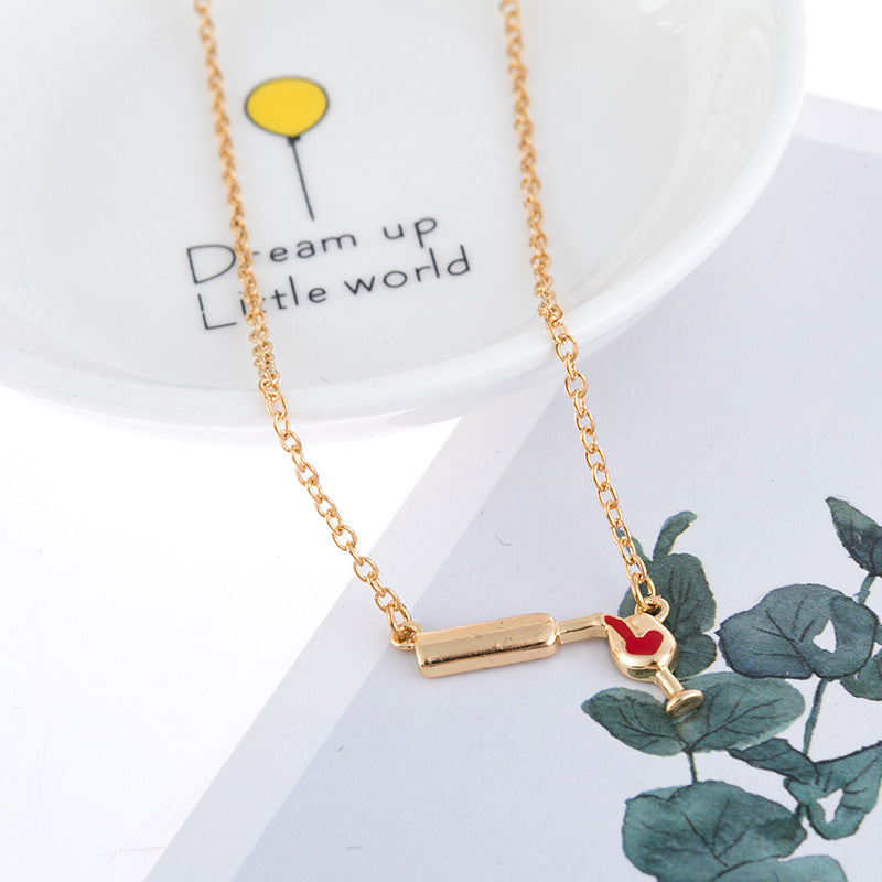 Wholesale Love Red Wine Bottles, Cups, Alloy Necklaces